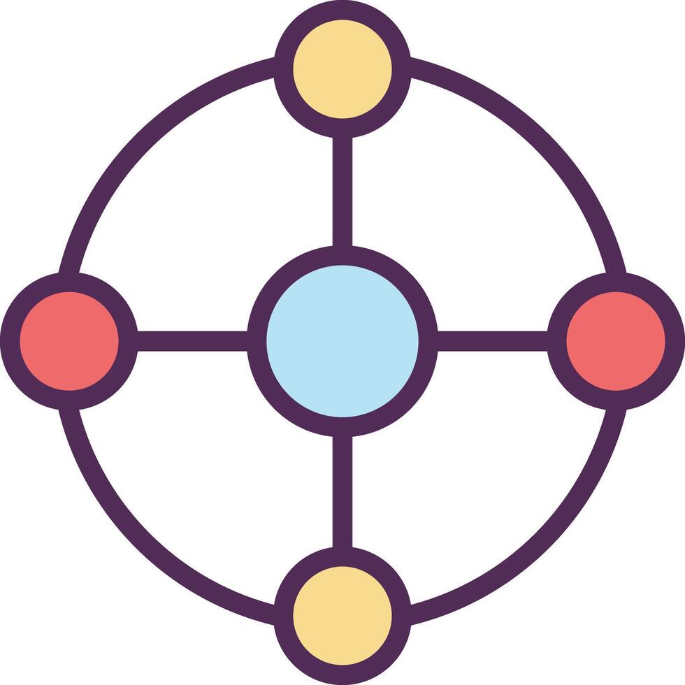 a circle with four different colored circles inside vector