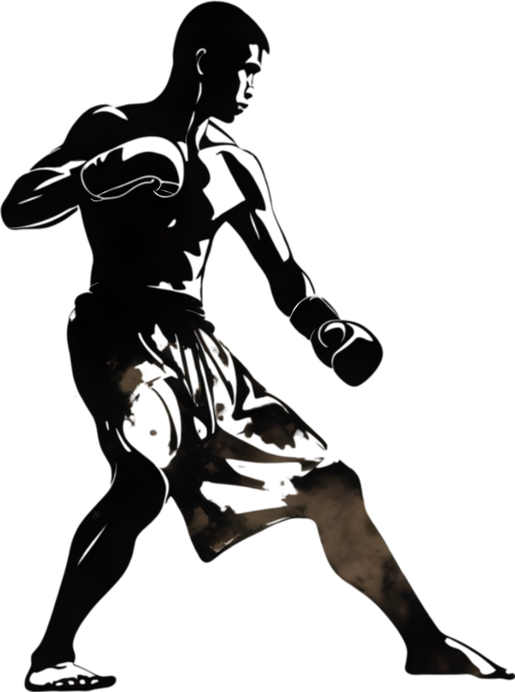 AI generated Japanese-style paintings of Muay Thai athletes. png