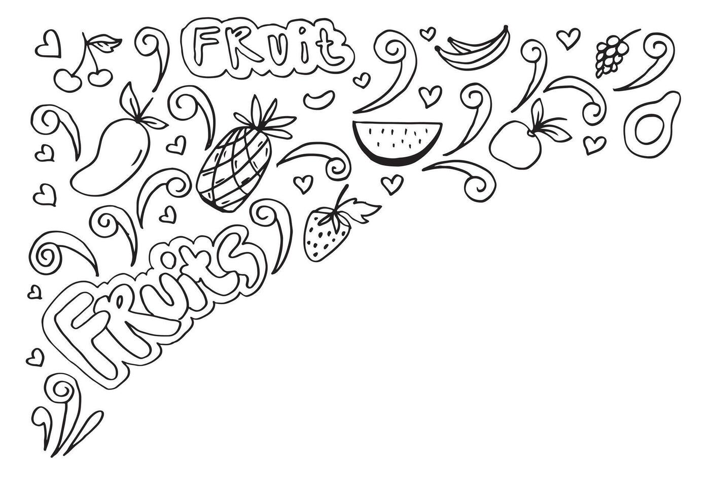 Various fruit sketch on white background. vector