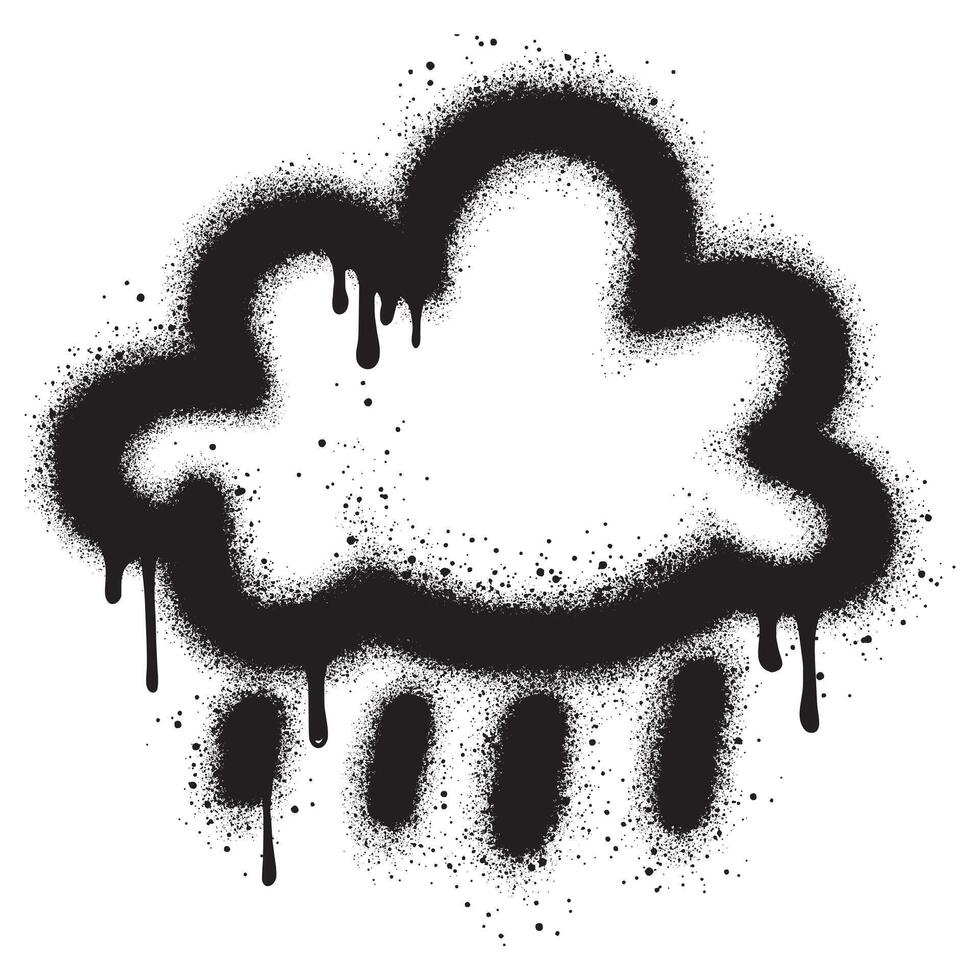 Spray Painted Graffiti cloud icon Sprayed. graffiti cloud icon with over spray in black over white. Vector illustration.