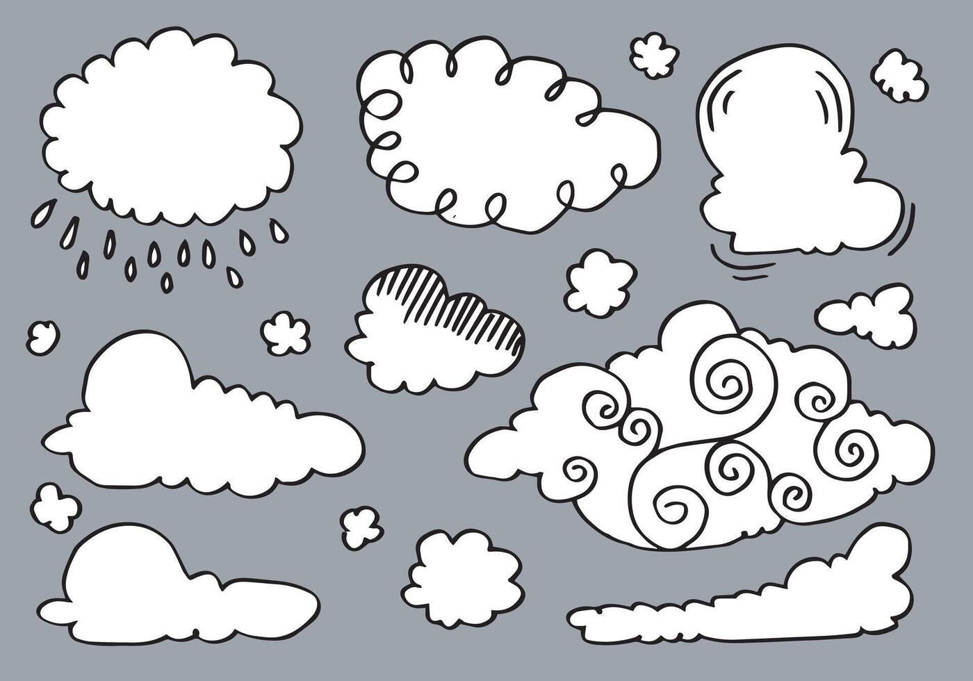 Hand drawn weather collection. Flat style vector illustration on gray background.