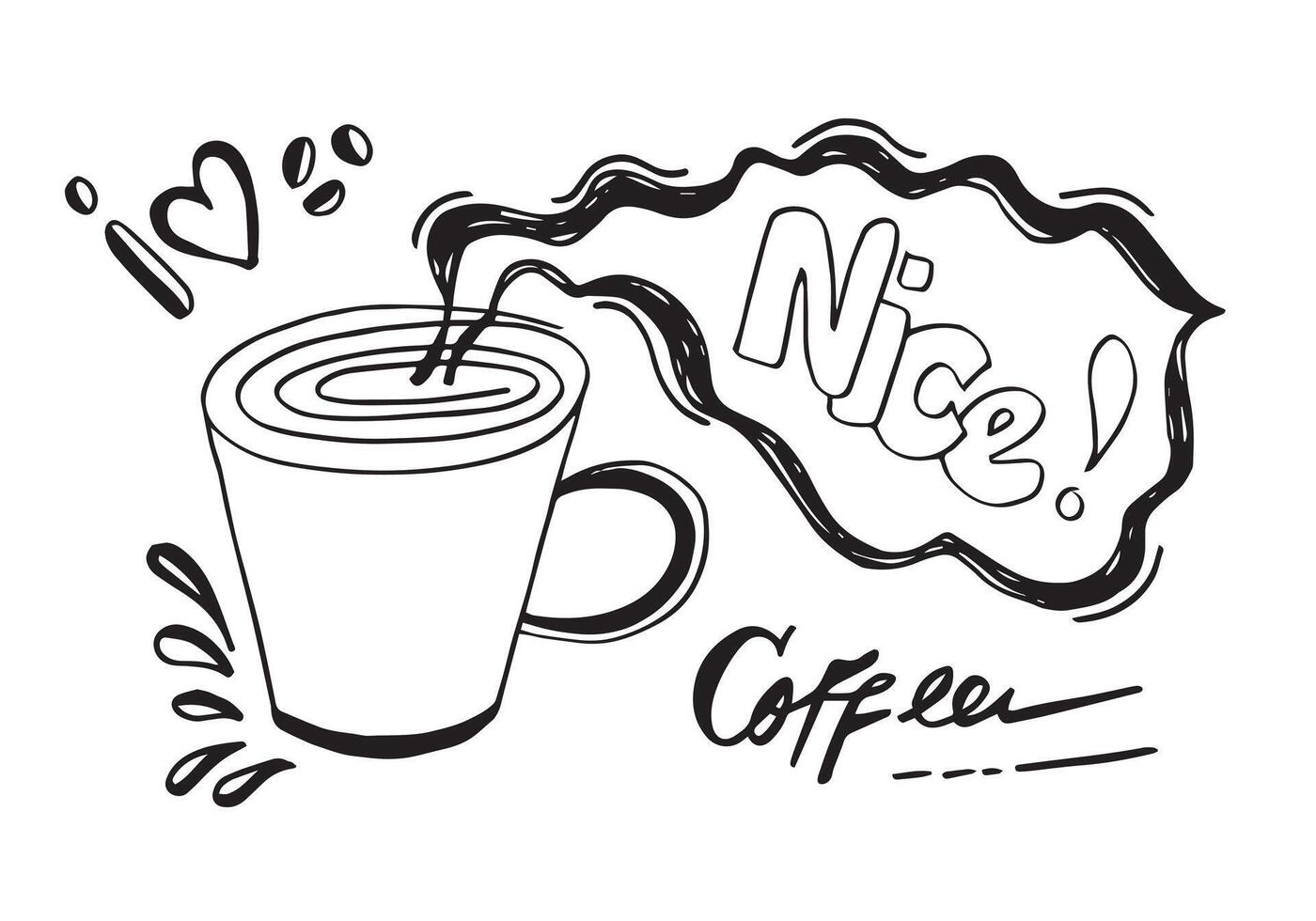 Hand drawn Coffee cup with nice text. Banner for cafe, restaurant and menu.vector illustration. vector