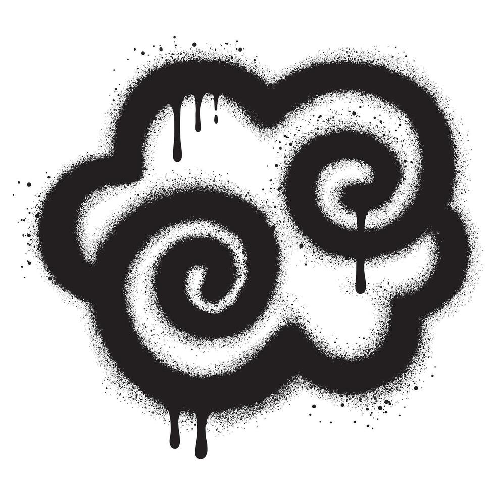 Spray Painted Graffiti cloud icon Sprayed. graffiti cloud icon with over spray in black over white. Vector illustration.