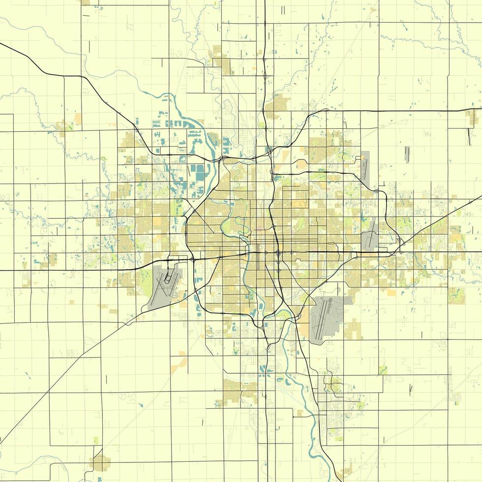 ciudad mapa de wichita Kansas Estados Unidos vector