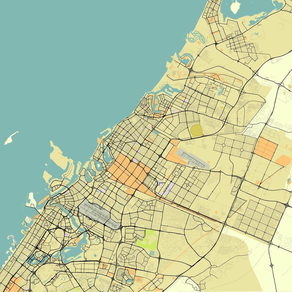 ciudad mapa de Sharjah unido árabe emiratos vector