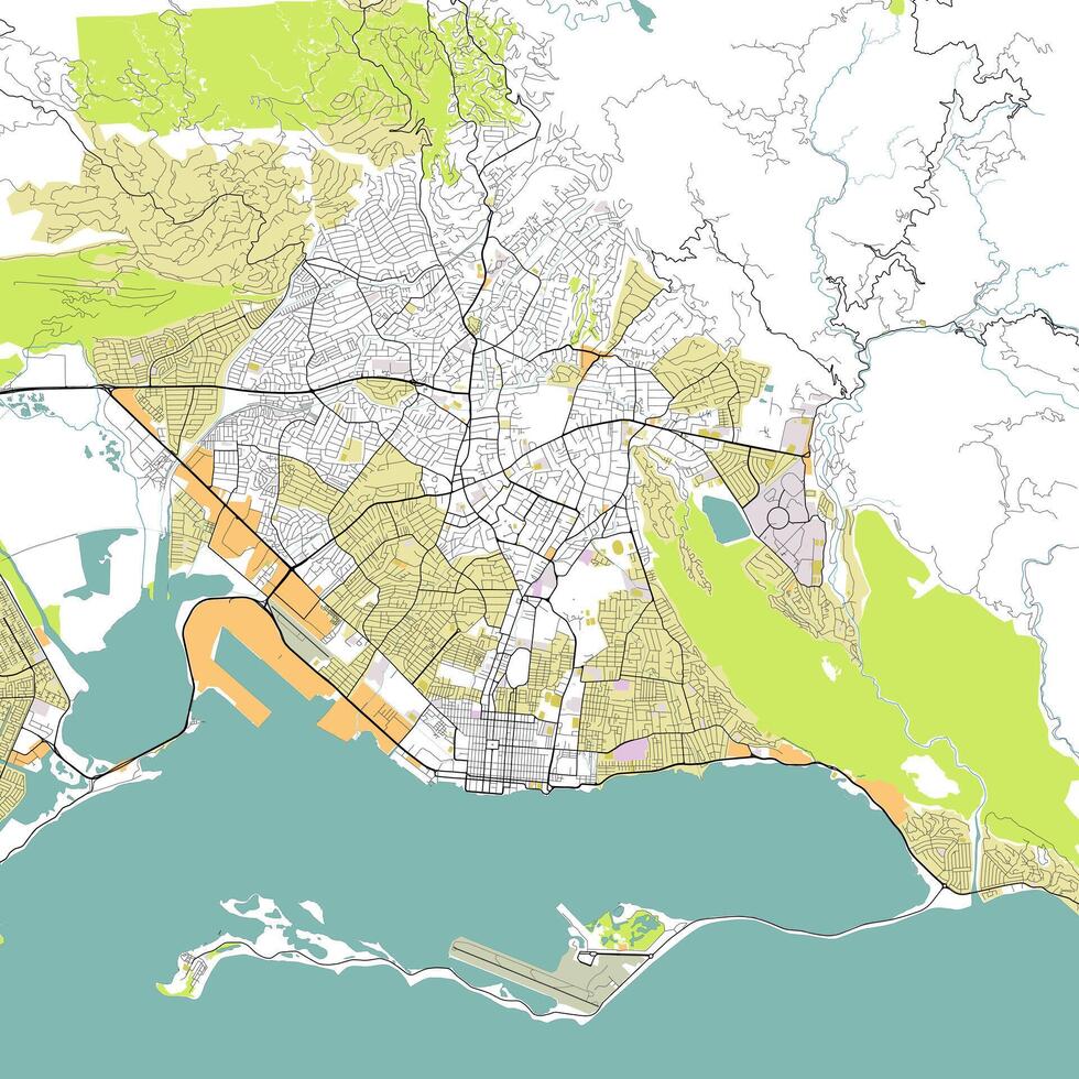 ciudad mapa de Kingston, Jamaica vector