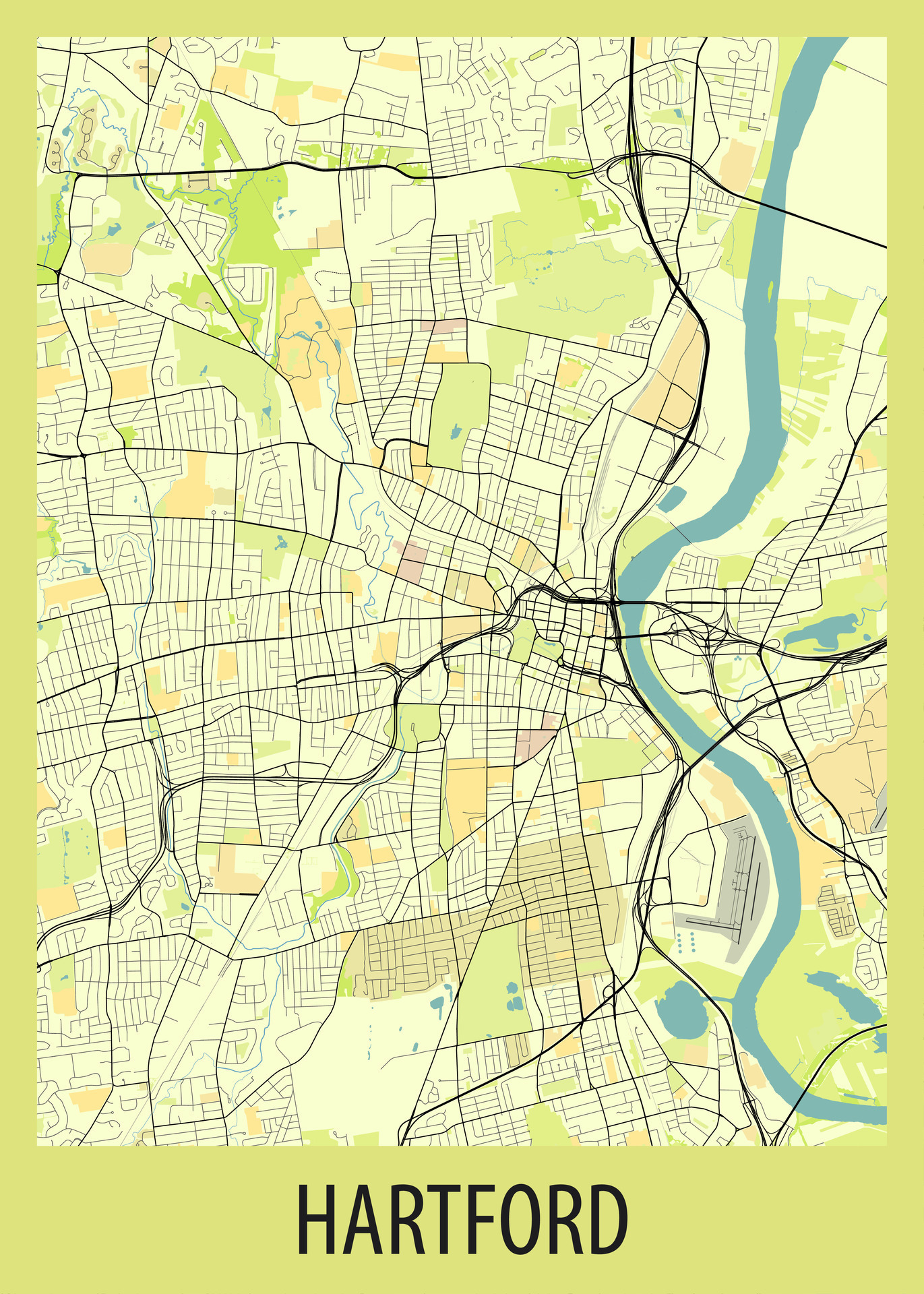 Map poster of Hartford Connecticut - Map Poster Of Hartford Connecticut Usa Vector