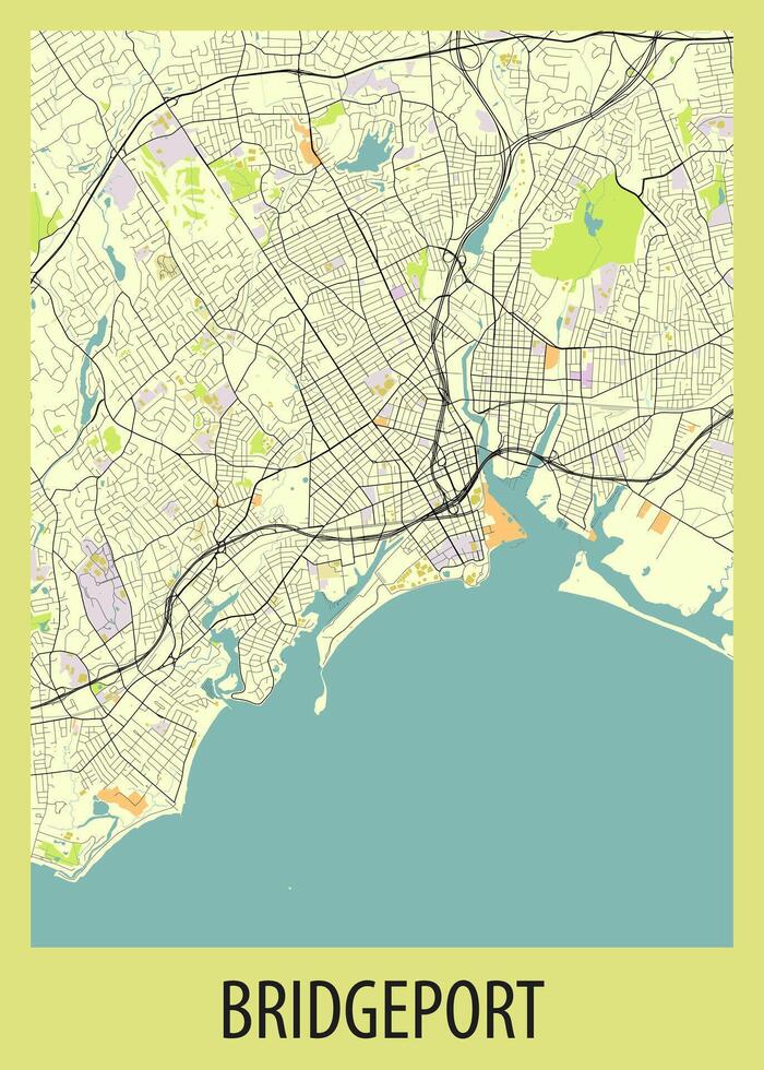 Poster map art of Bridgeport, Connecticut, USA vector