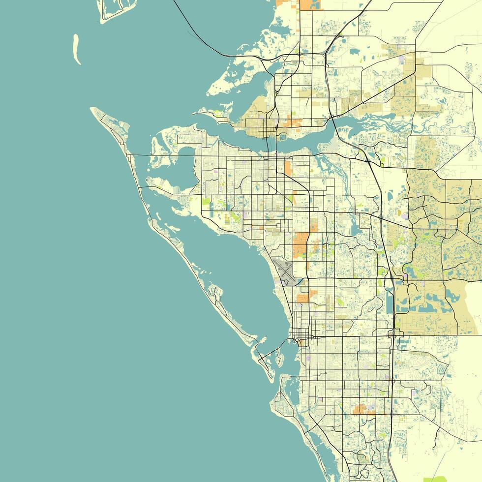 ciudad mapa de sarasota Florida Estados Unidos vector