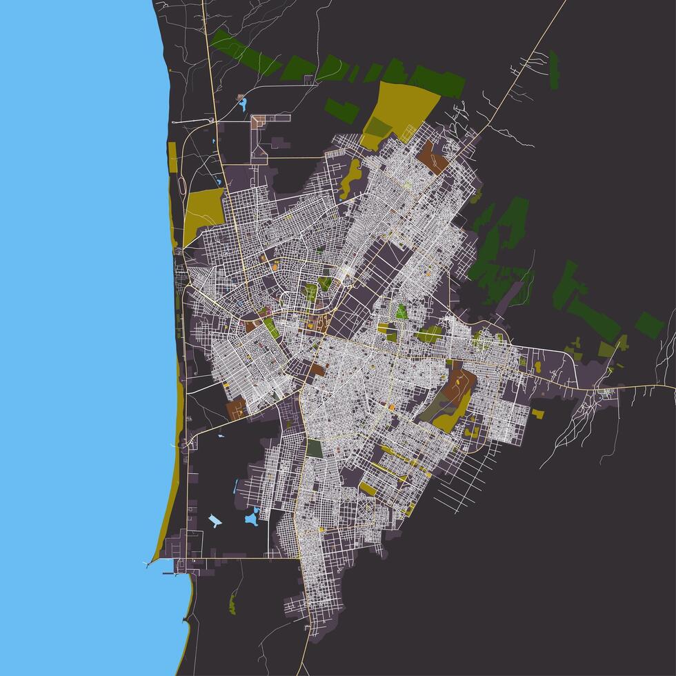 City map of Nouakchott, Mauritania vector