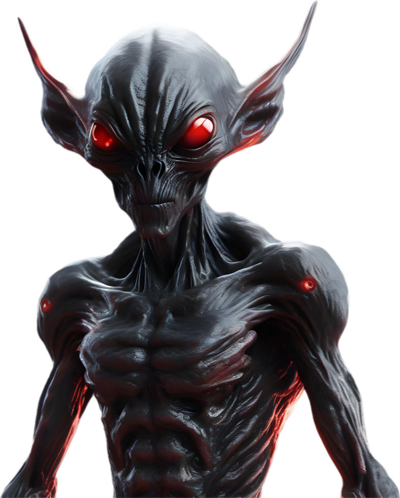 AI generated Close-up of a scary alien image. png