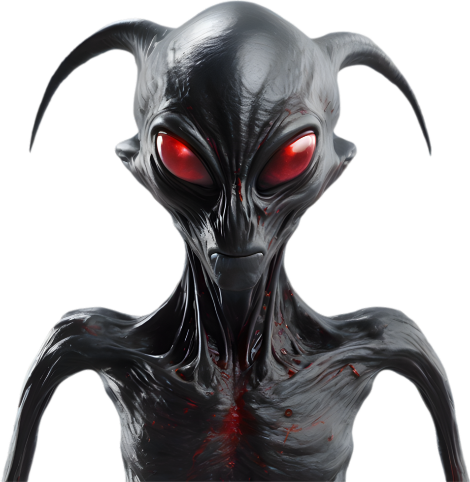 AI generated Close-up of a scary alien image. png