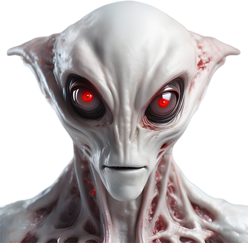 AI generated Close-up of a scary alien image. png