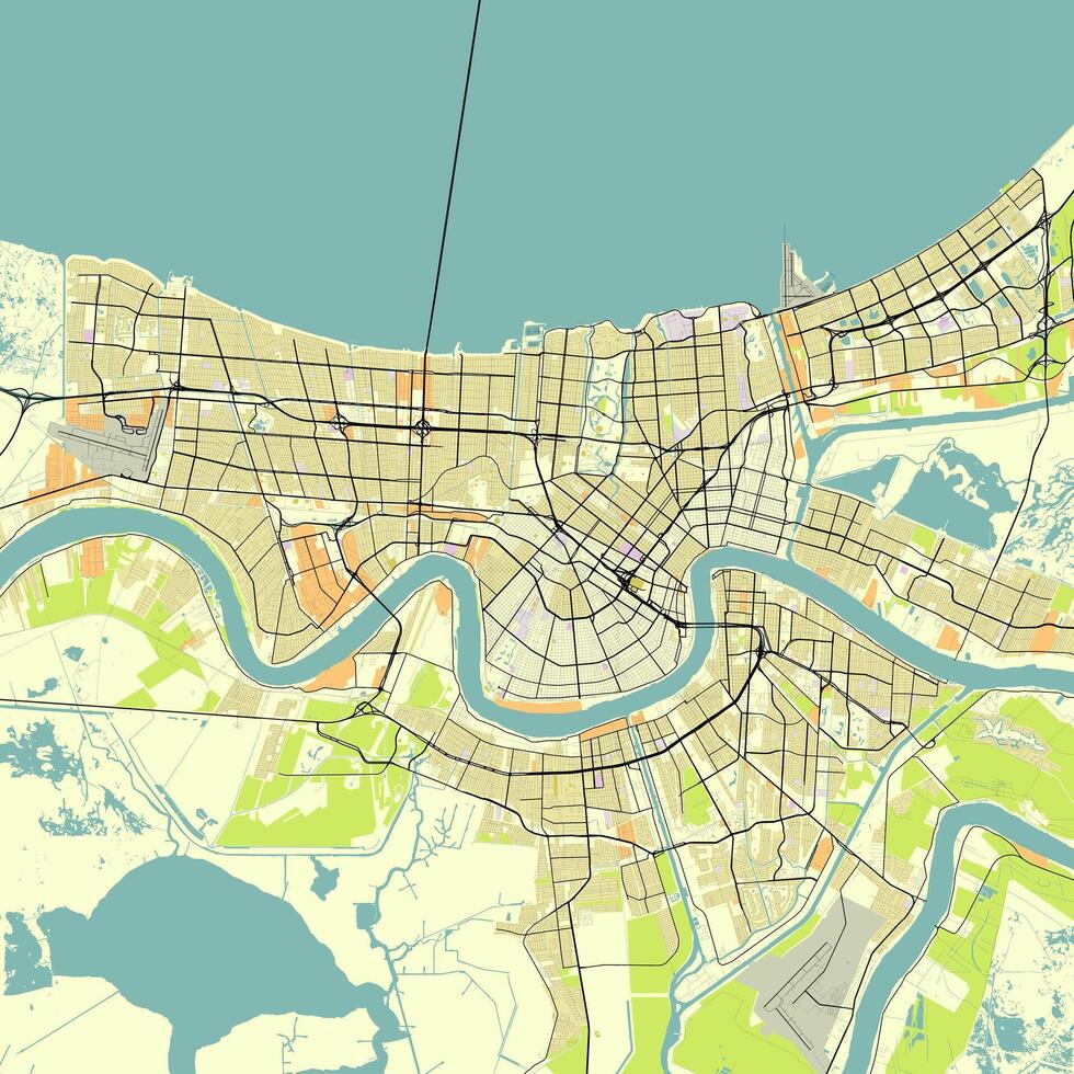 Map of New Orleans Louisiana USA vector