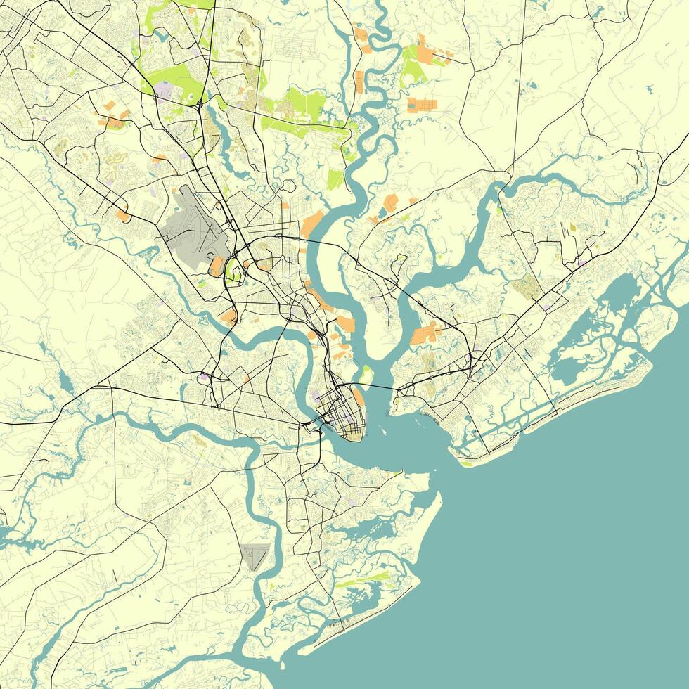 ciudad mapa de charlestón sur carolina Estados Unidos vector