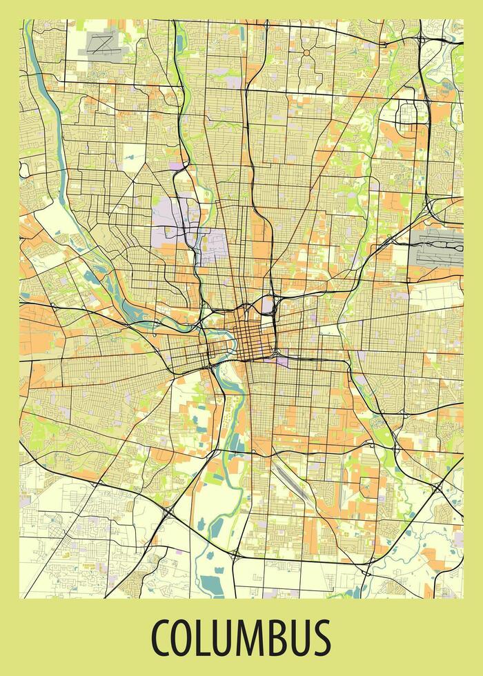 Poster map art of Columbus, Ohio, USA vector