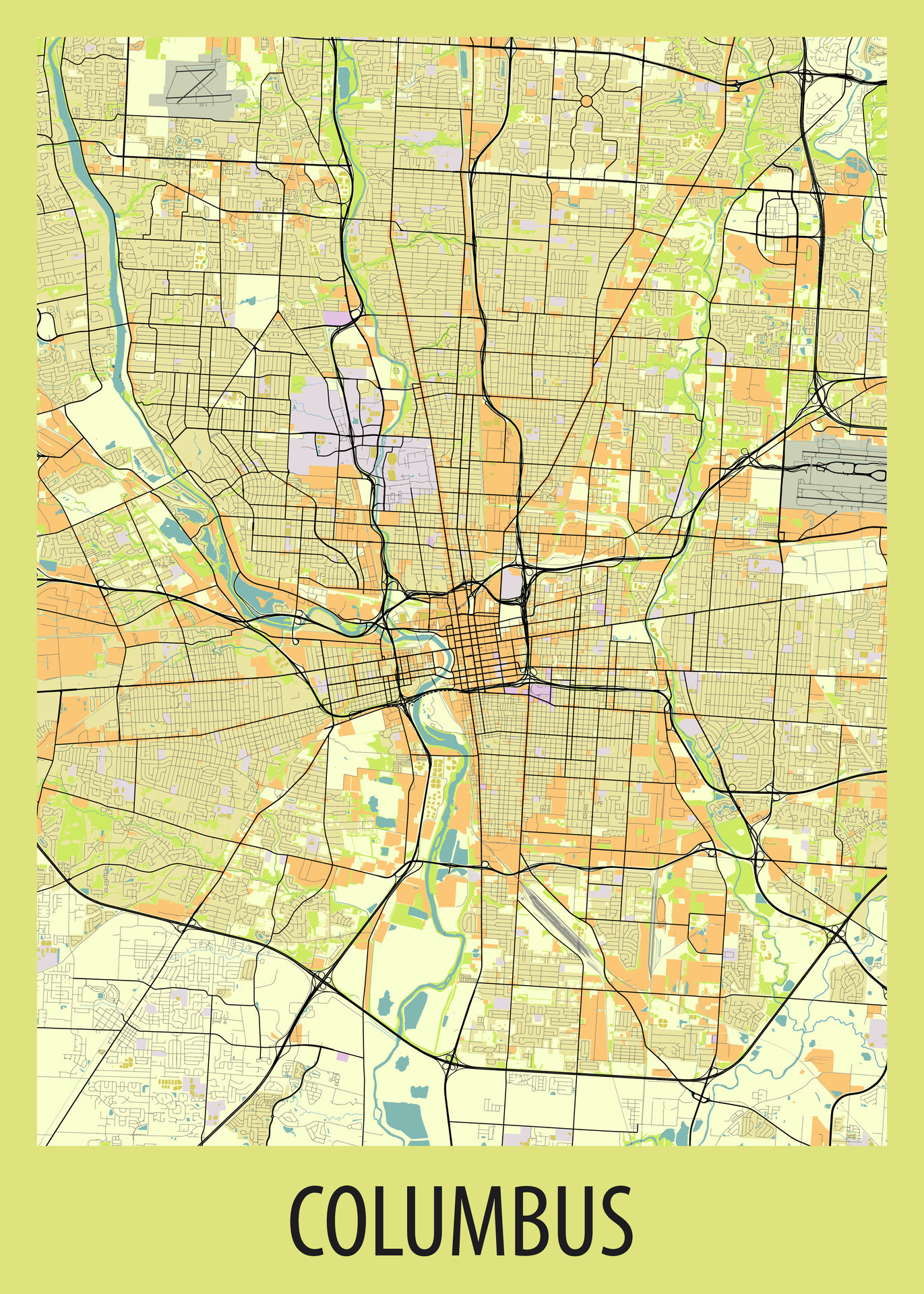 Poster Map Art Of Columbus Ohio USA 42366865 Vector Art At Vecteezy Poster Map Art Of Columbus Ohio Usa Vector 