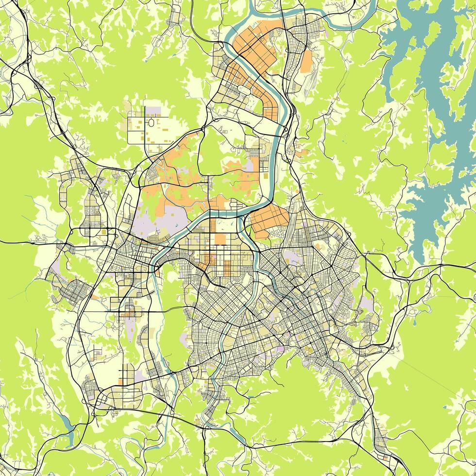 City map of Daejeon, South Korea vector