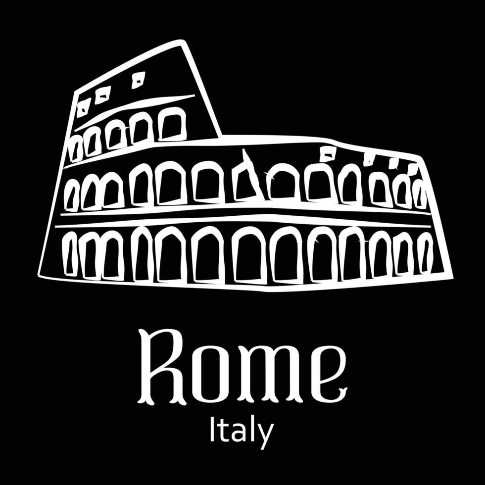 Rome Italy City Sign and Tourism Landmark vector