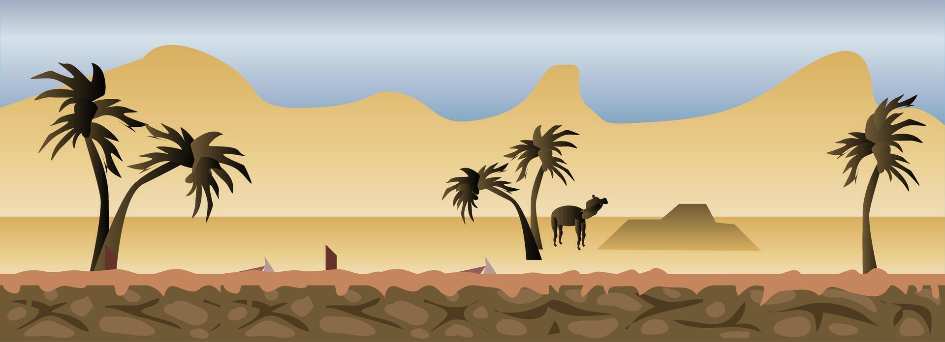 plano 2d Desierto juego antecedentes vector ilustración