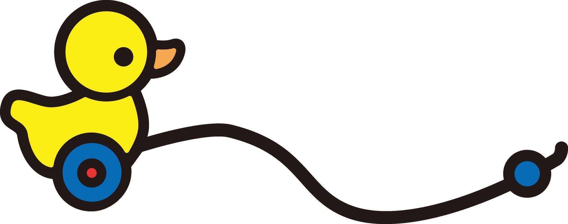a cartoon duck pulling a toy car vector