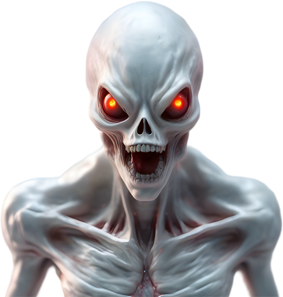 AI generated Close-up of a scary alien image. png