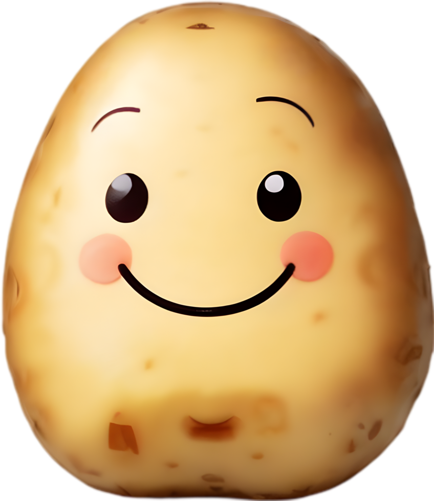AI generated Cute Cartoon potato icon, Kawaii potato clipart. png