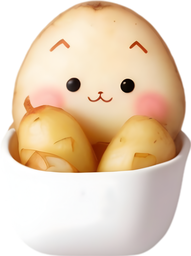 AI generated Cute Cartoon potato icon, Kawaii potato clipart. png