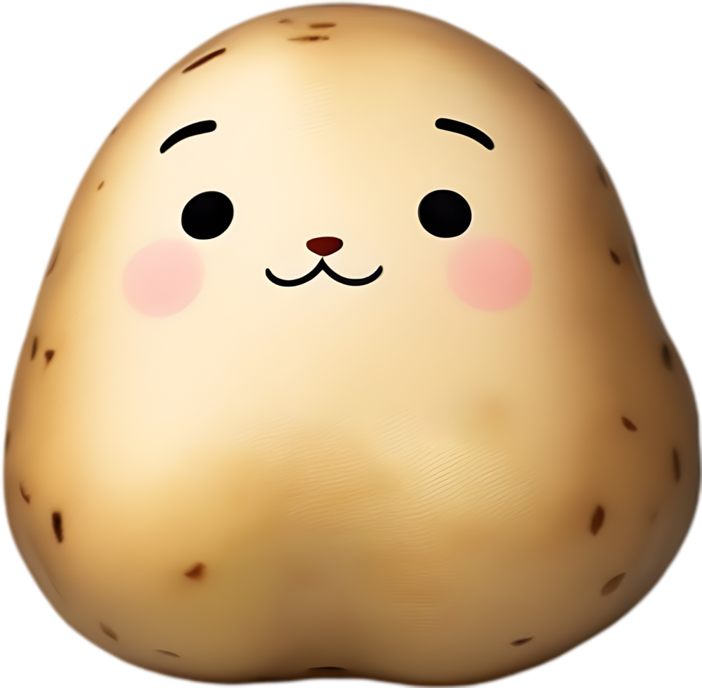 AI generated Cute Cartoon potato icon, Kawaii potato clipart. png