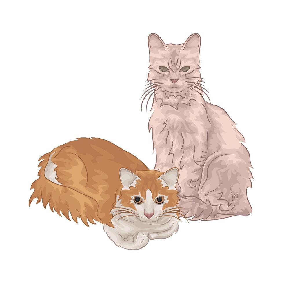 Illustration of two cats vector