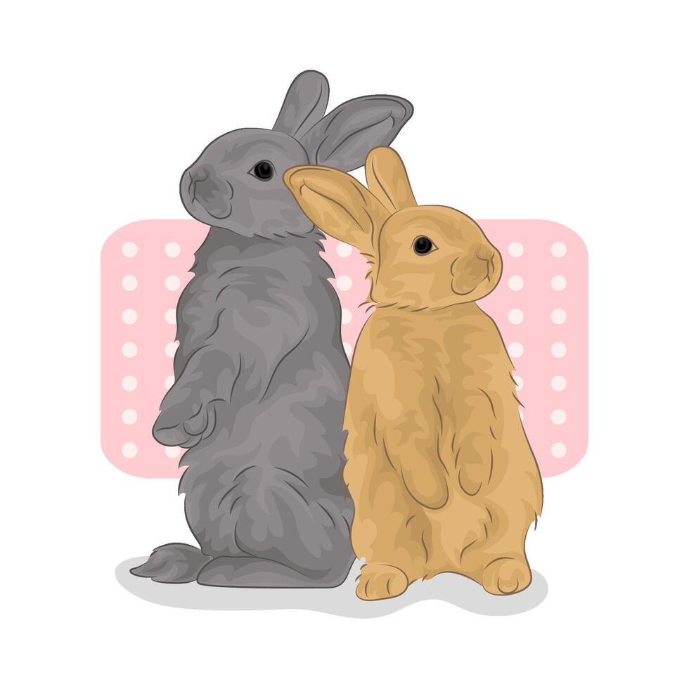 Illustration of two rabbits vector