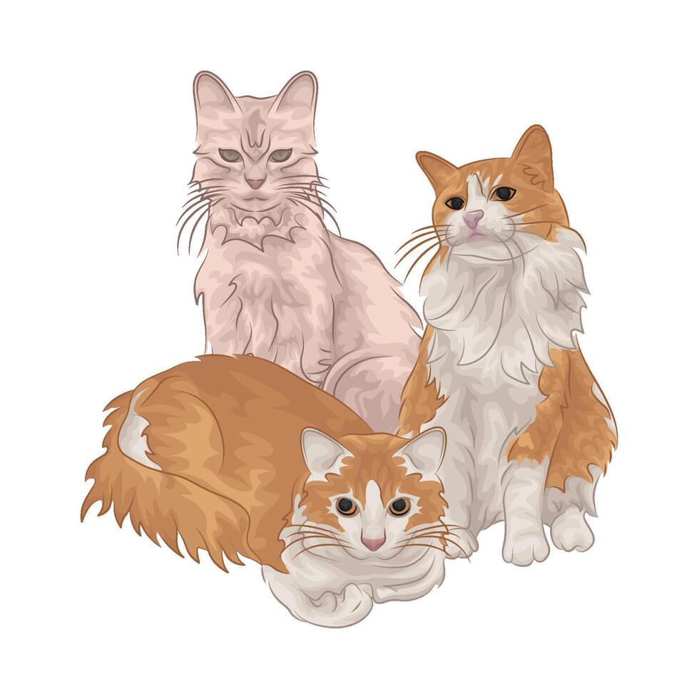 Illustration of three cats vector