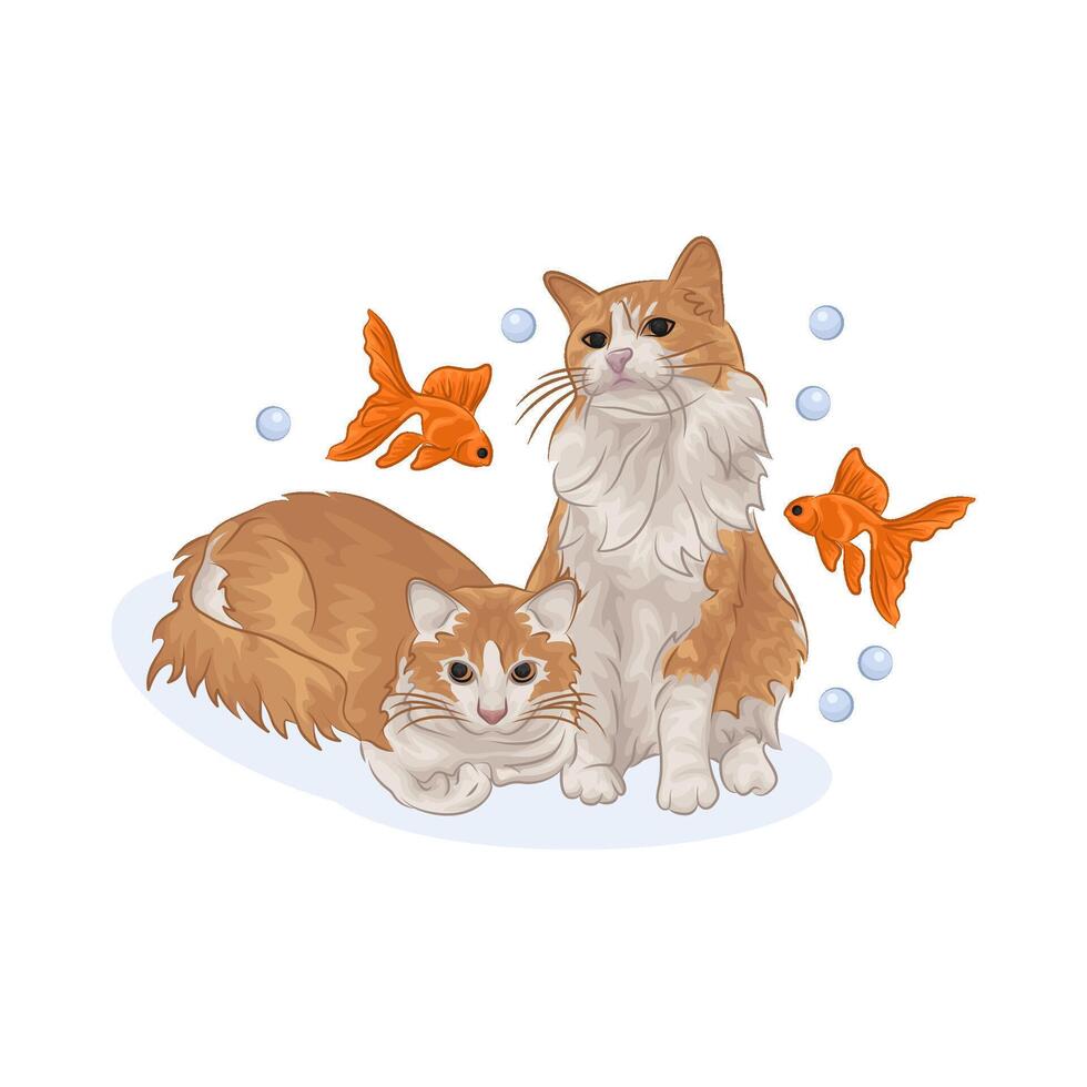 Illustration of two cats vector