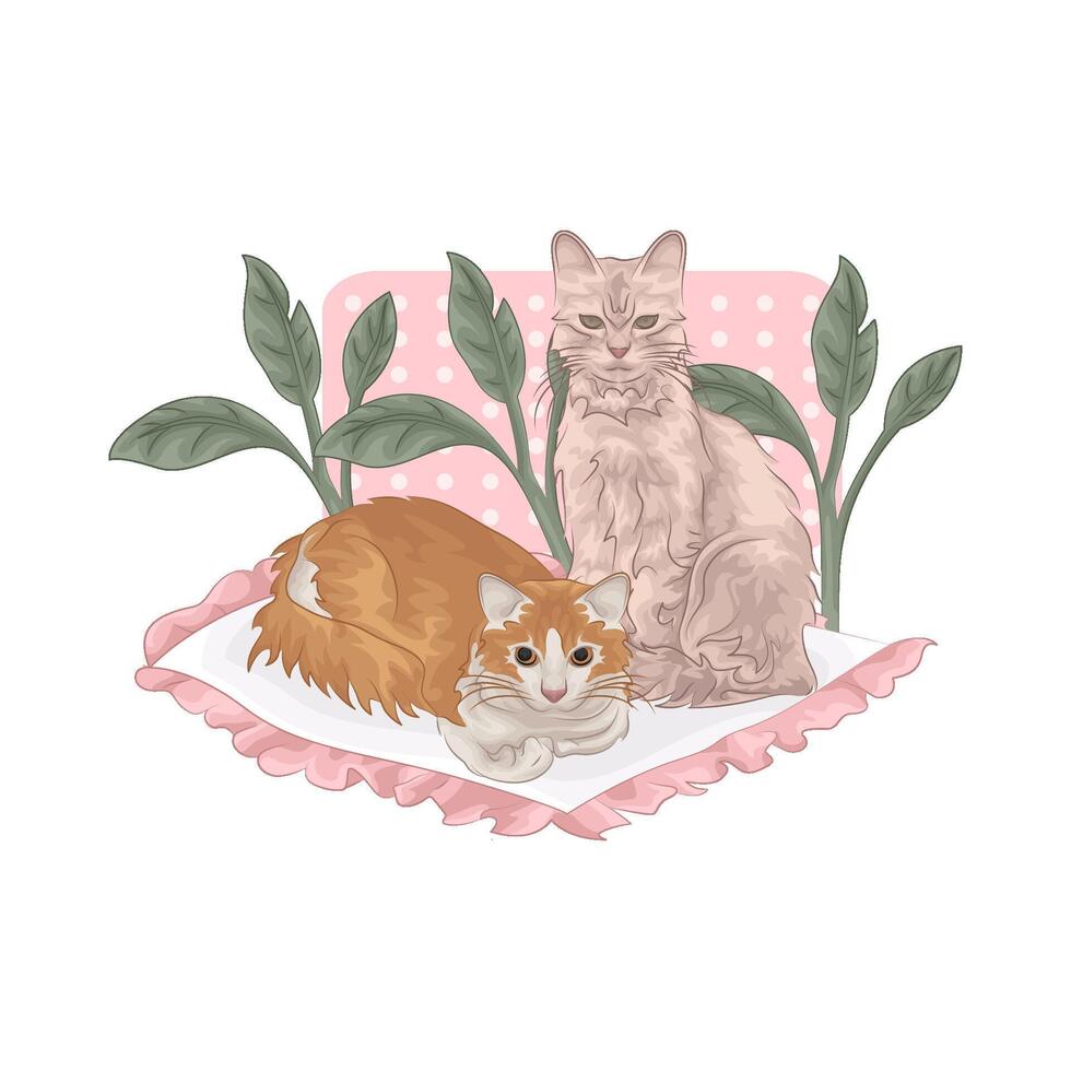 Illustration of two cats vector