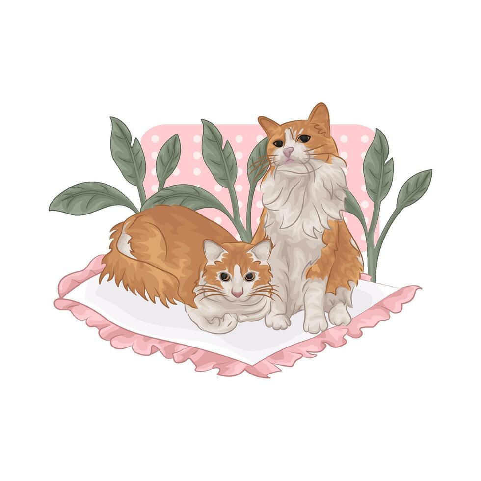 Illustration of two cats vector