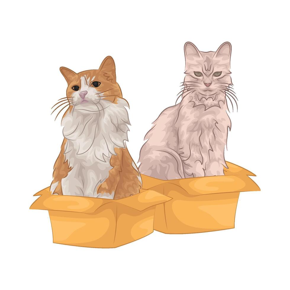 Illustration of two cats vector