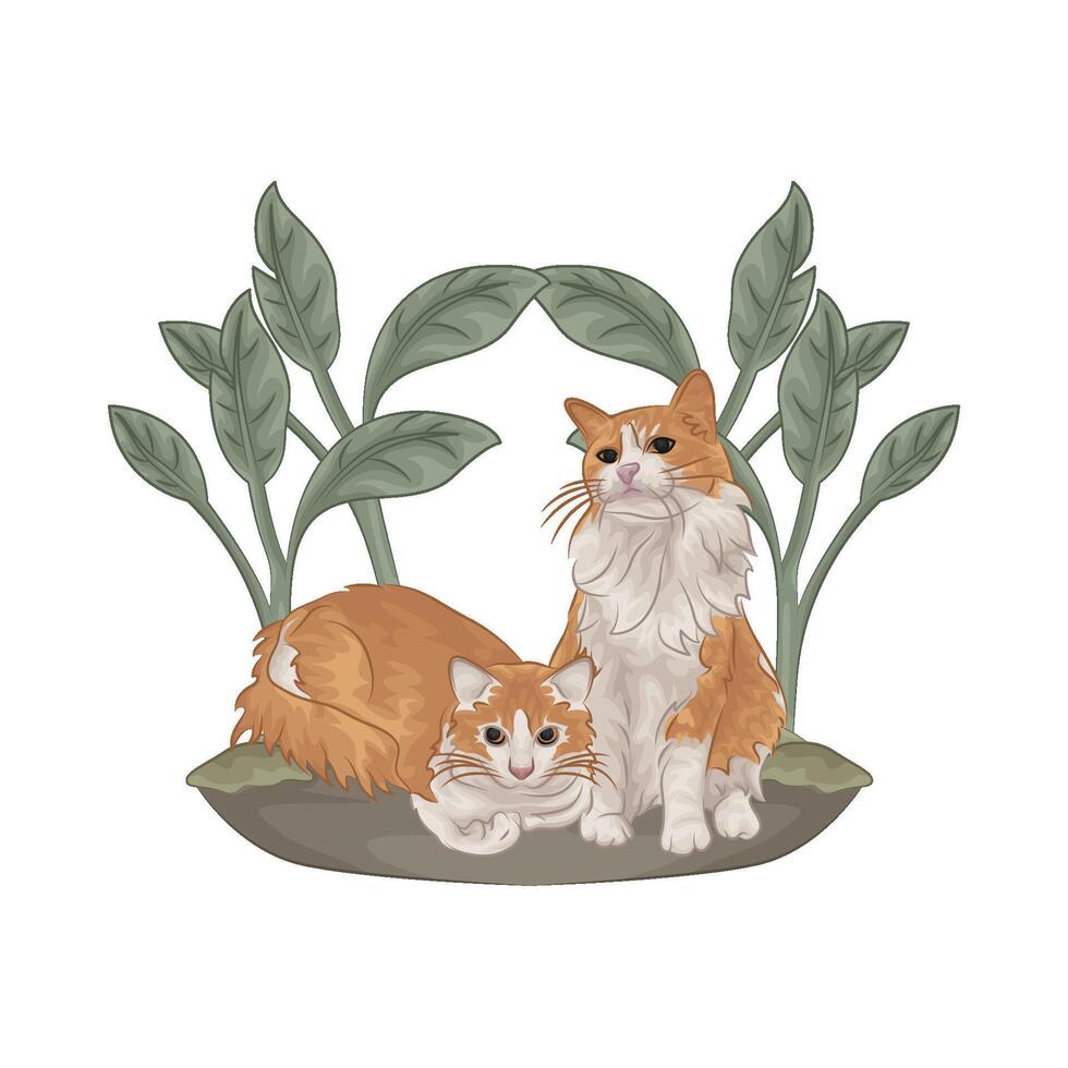 Illustration of two cats vector