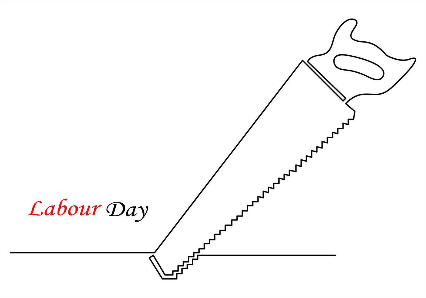 Continuous one line drawing of International labour day out line vector art illustration