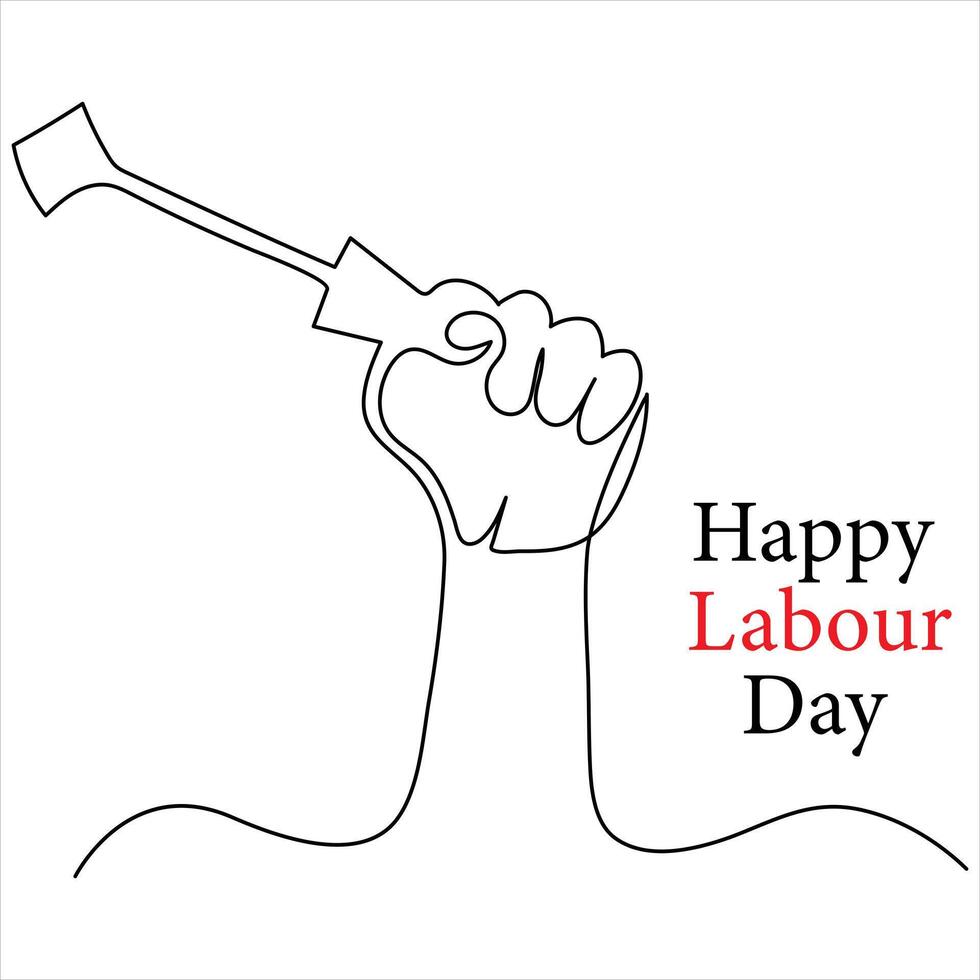 Continuous one line drawing of International labour day out line vector art illustration