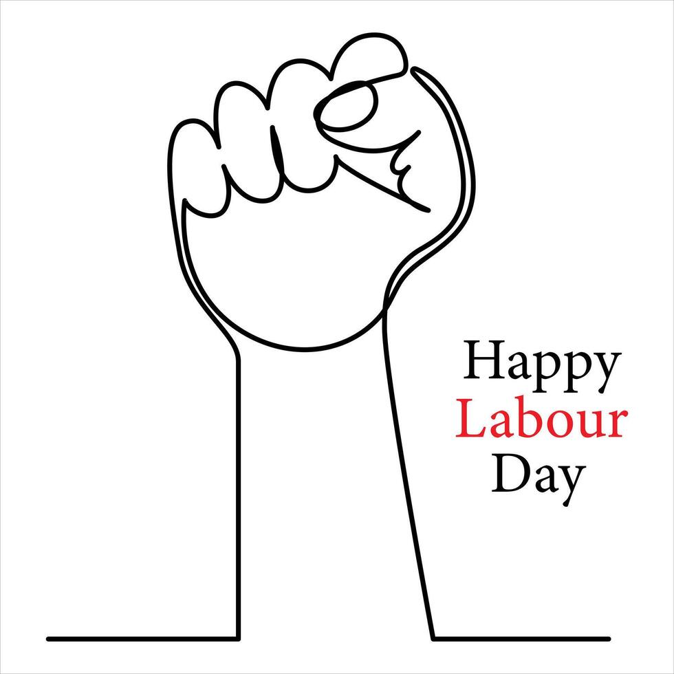 Continuous one line drawing of International labour day out line vector art illustration