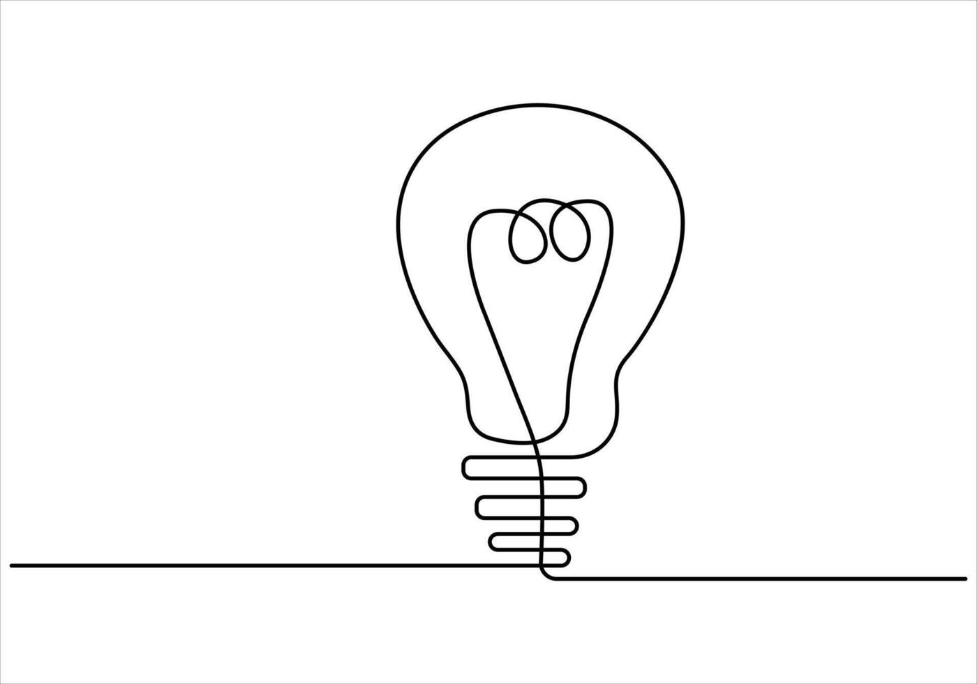 Continuous one line drawing of light bulb out line vector art illustration