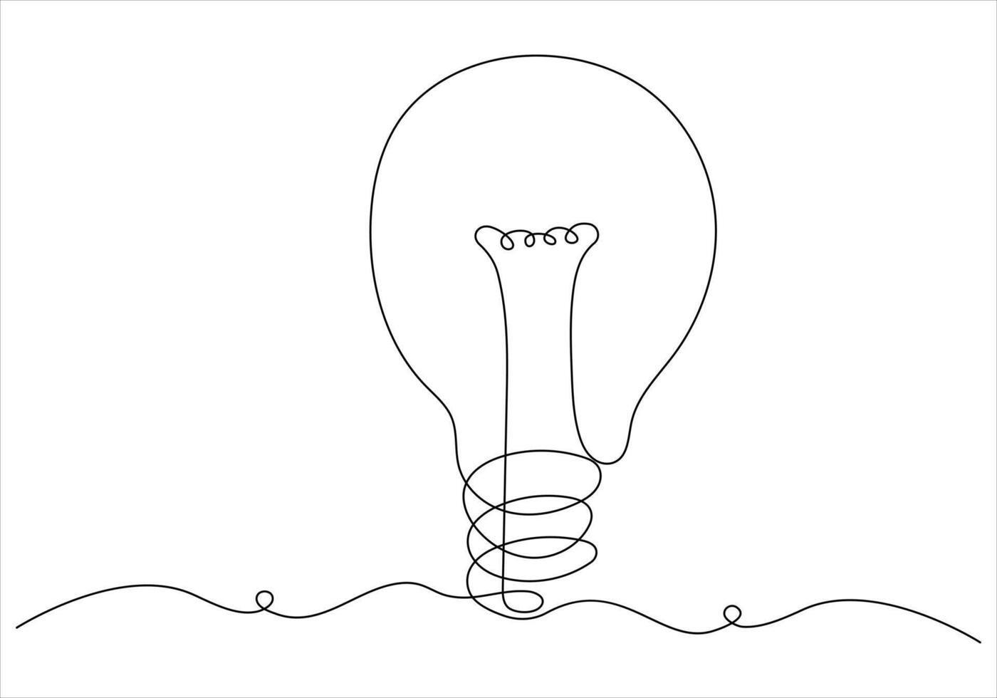 Continuous one line drawing of light bulb out line vector art illustration