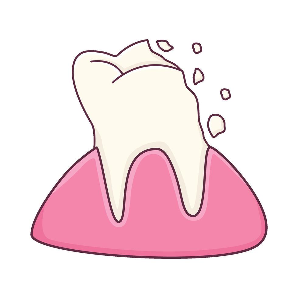Illustration of broken tooth vector