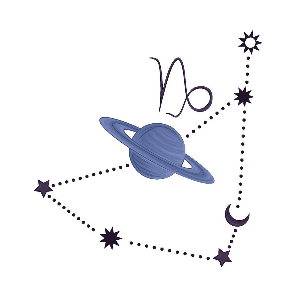 Illustration of Capricorn constellation vector