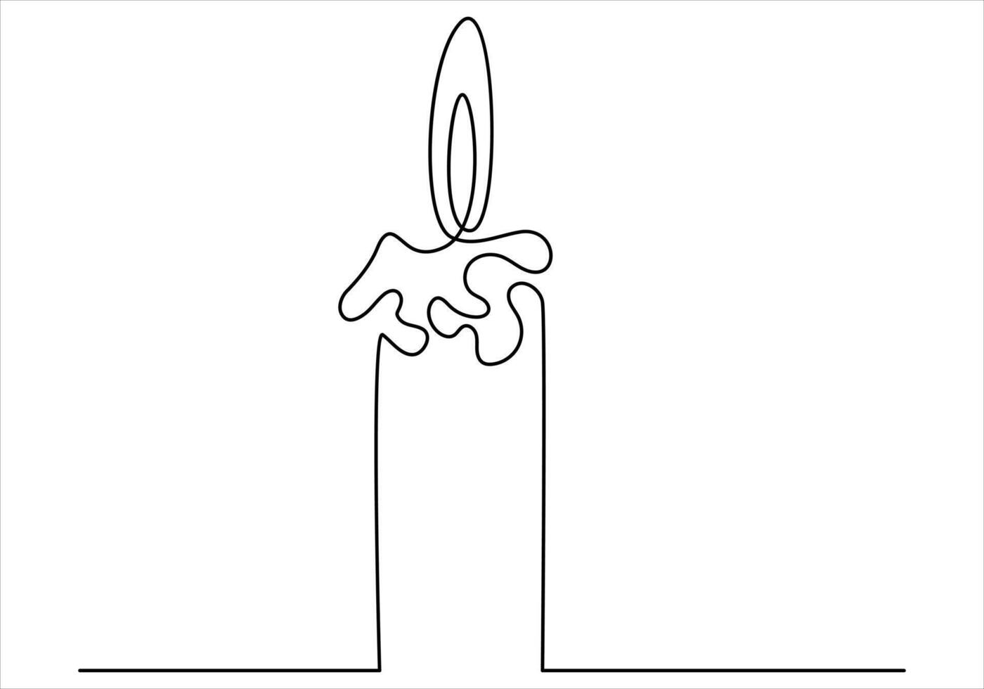 One line drawing of candle out line vector art illustration