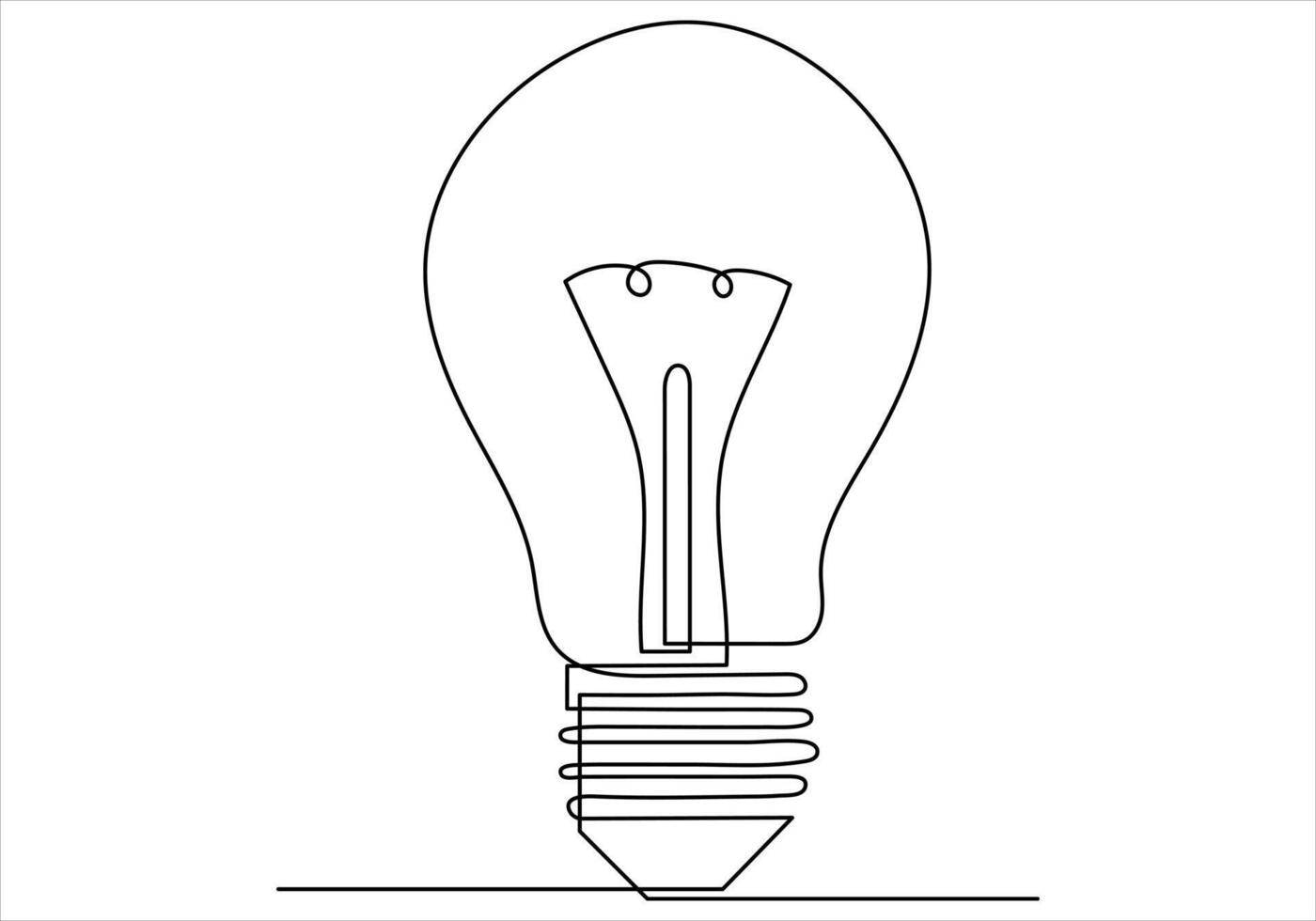 Continuous one line drawing of light bulb out line vector art illustration