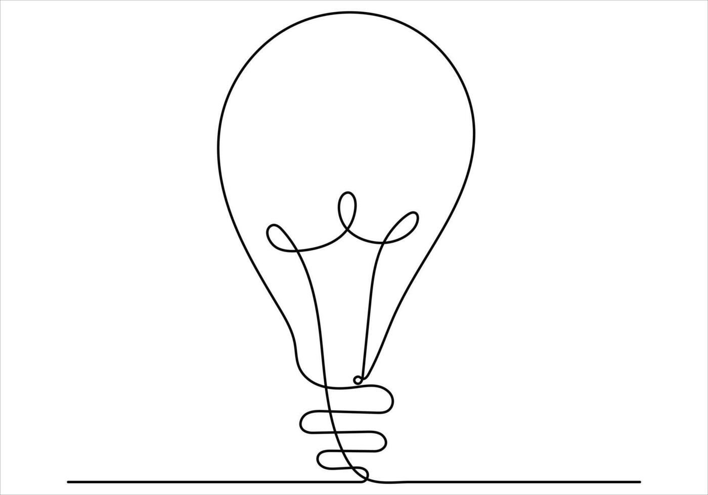 Continuous one line drawing of light bulb out line vector art illustration