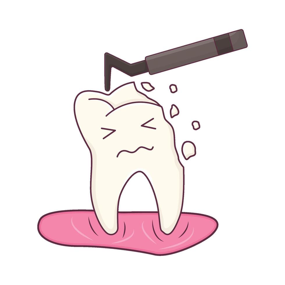 Illustration of broken tooth vector