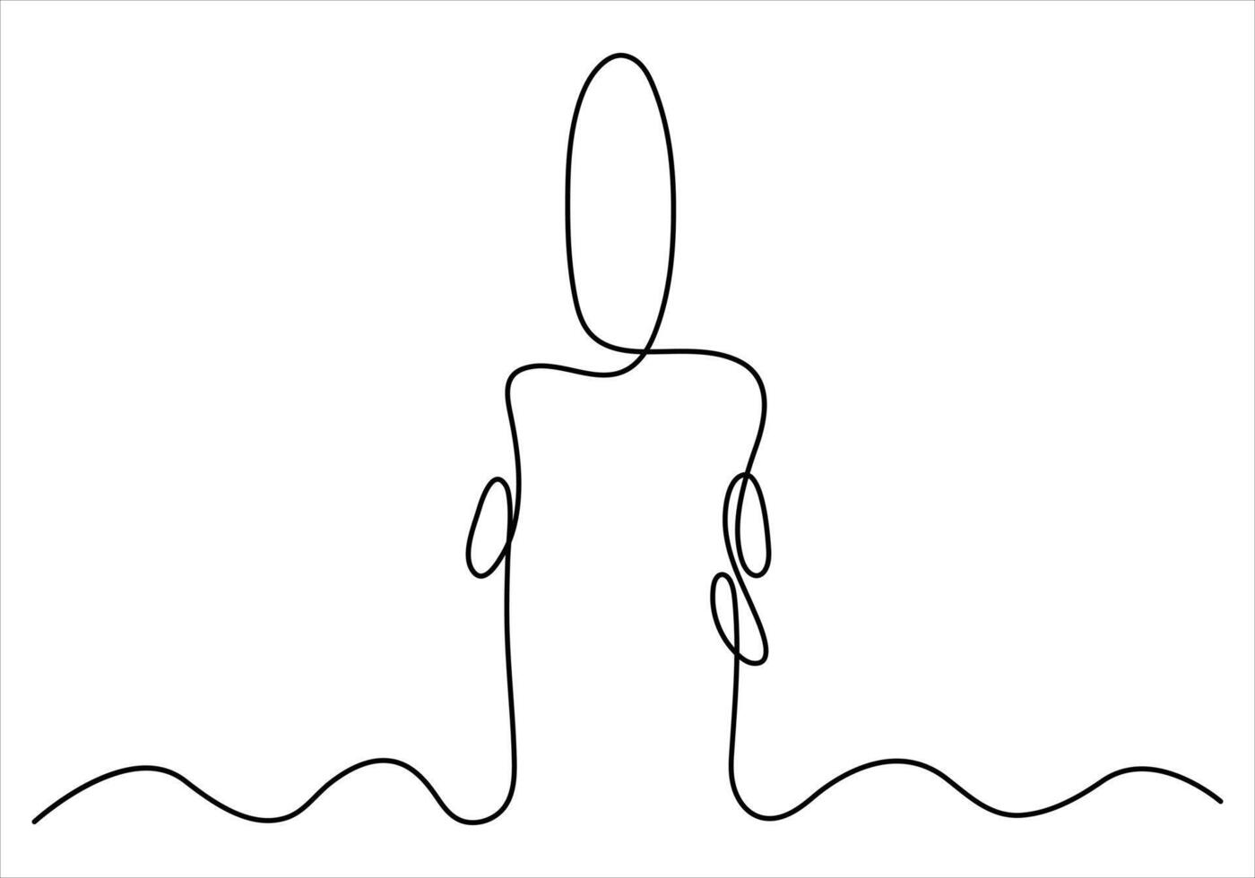 One line drawing of candle out line vector art illustration