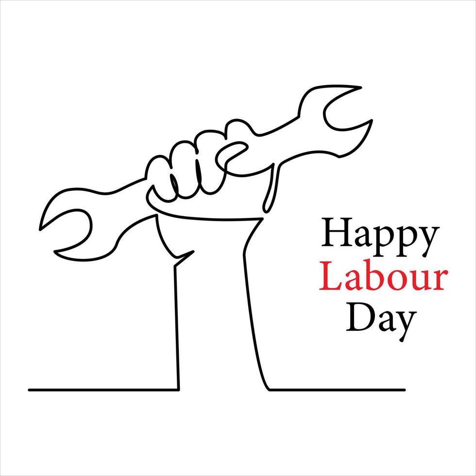 Continuous one line drawing of International labour day out line vector art illustration